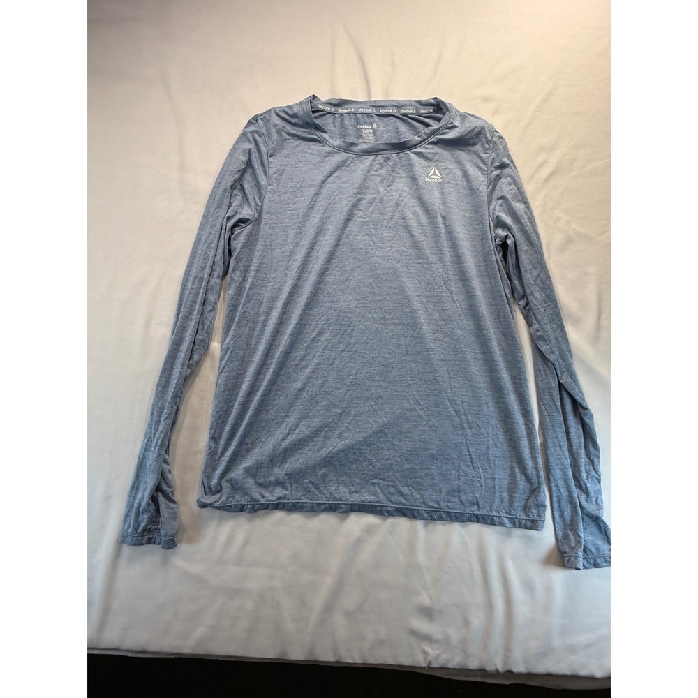 Reebok Mens Long Sleeve Activewear Shirt Large Blue Heathered Performance Tee